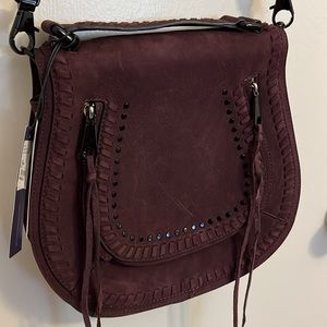 NWT plum suede saddle bag
